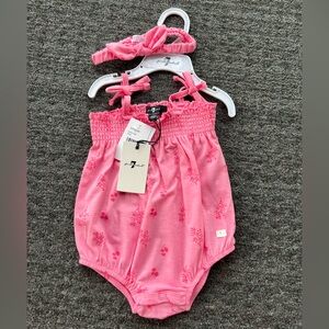 7 For All Mankind Smocked Onesie Romper Bodysuit - NWT